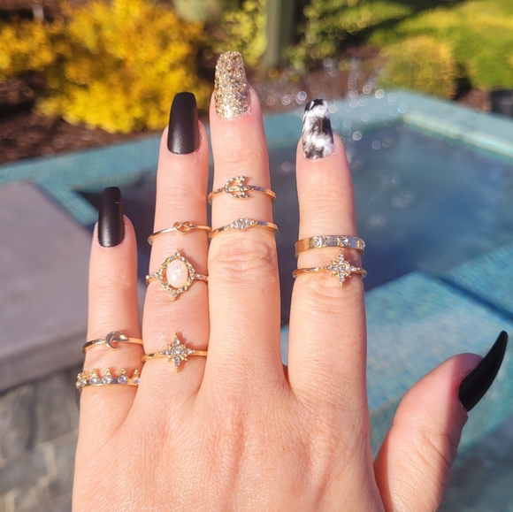 3/$20🌷9 pc. Star Opal Midi Ring Set NWOT - Picture 4 of 5